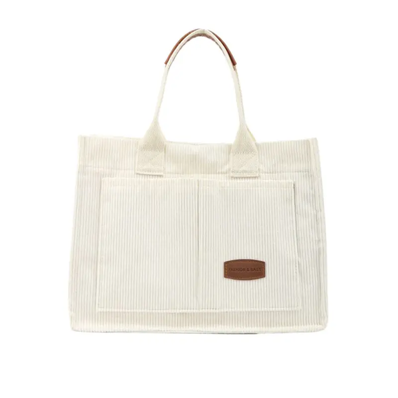 White Velvet Textured Shoulder Bag for College Students - Image 2