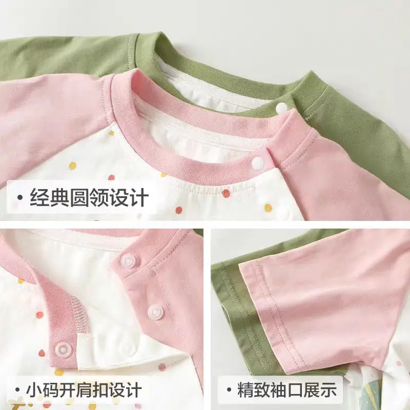 Children Cotton Graphic T-Shirt Green White 2025 - Image 5