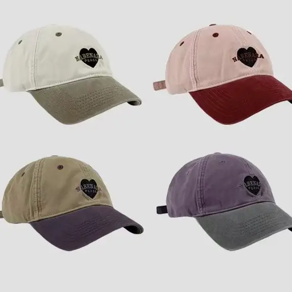 2025 Washable Cotton Baseball Cap Love Purple Grey - Image 8