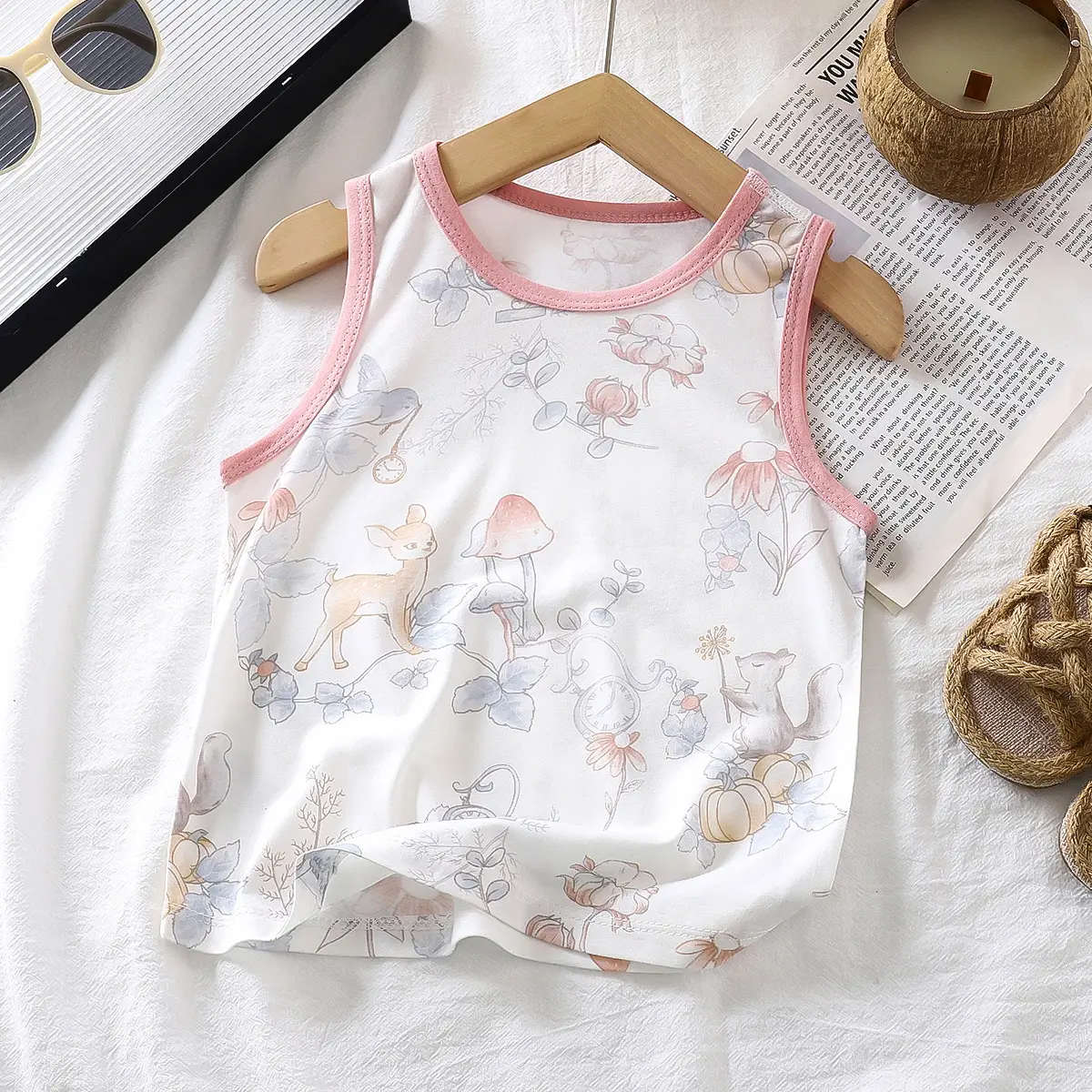 Girls Cartoon Print Sleeveless Vest Top - Image 2