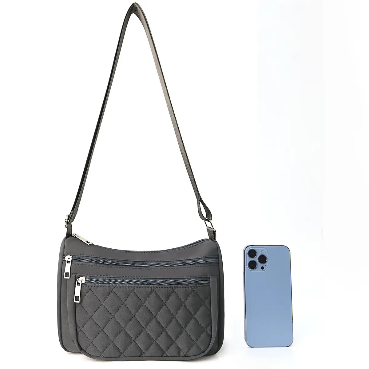 Feihong Black Diamond Embroidered Crossbody Bag - Image 5