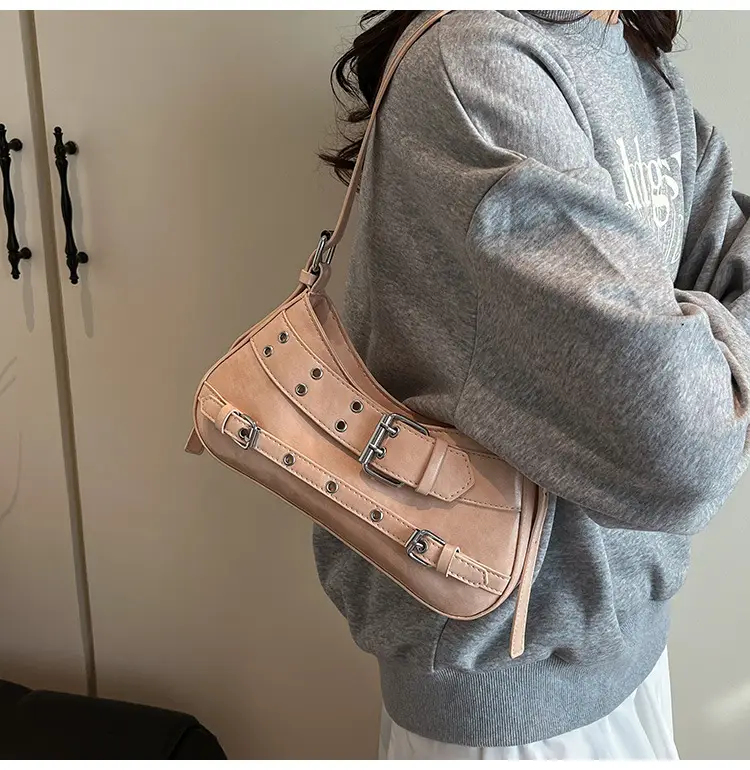 Retro Rivet Shoulder Bag Women Green 2025 — feature 15