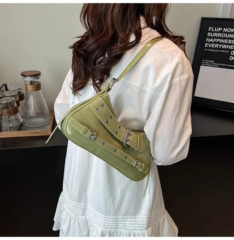 Retro Rivet Shoulder Bag Women Green 2025 — feature 22
