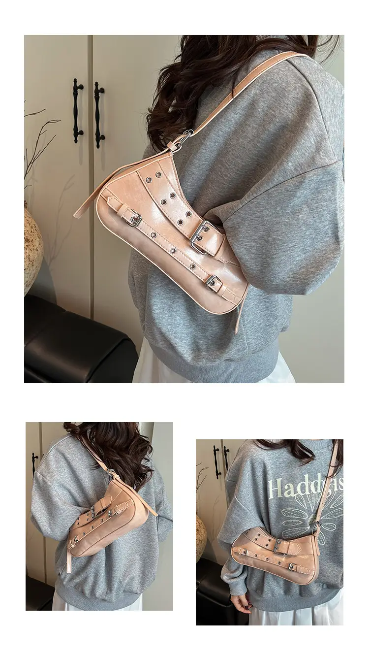 Retro Rivet Shoulder Bag Women Green 2025 — feature 4