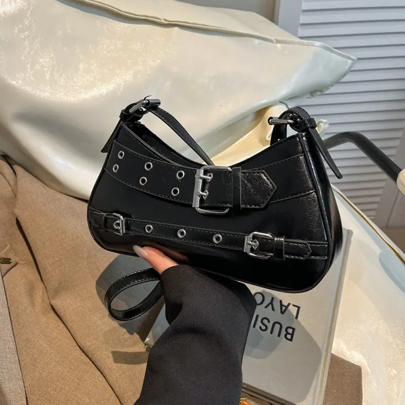 Retro Rivet Shoulder Bag Women Green 2025 - Image 2
