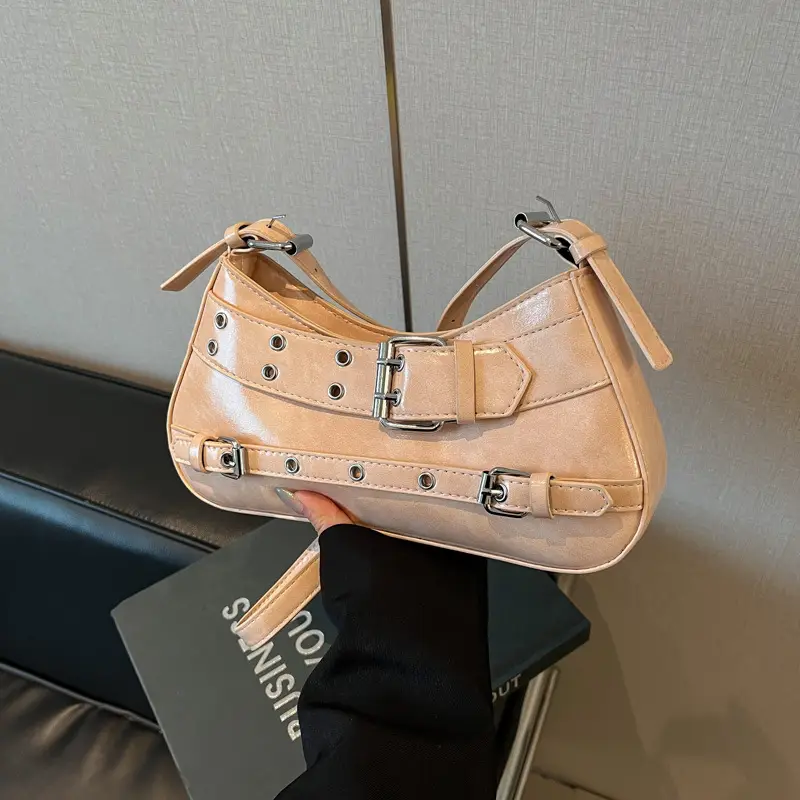 Retro Rivet Shoulder Bag Women Green 2025 - Image 5
