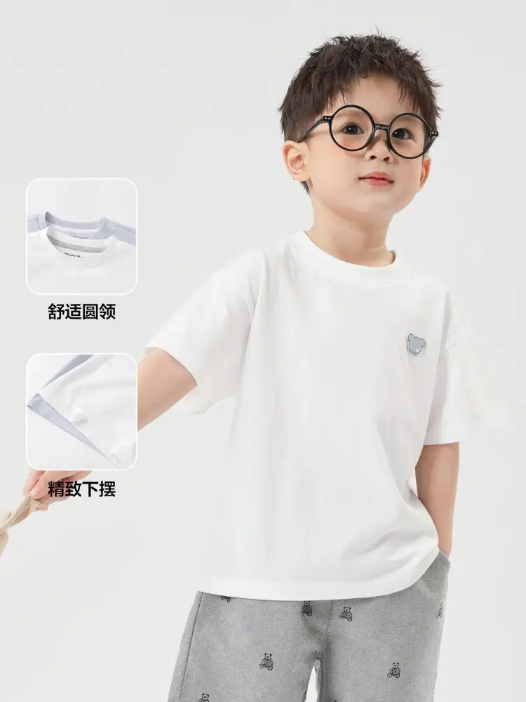 Boys T-Shirt White 2026 Summer 100% Cotton - Image 6