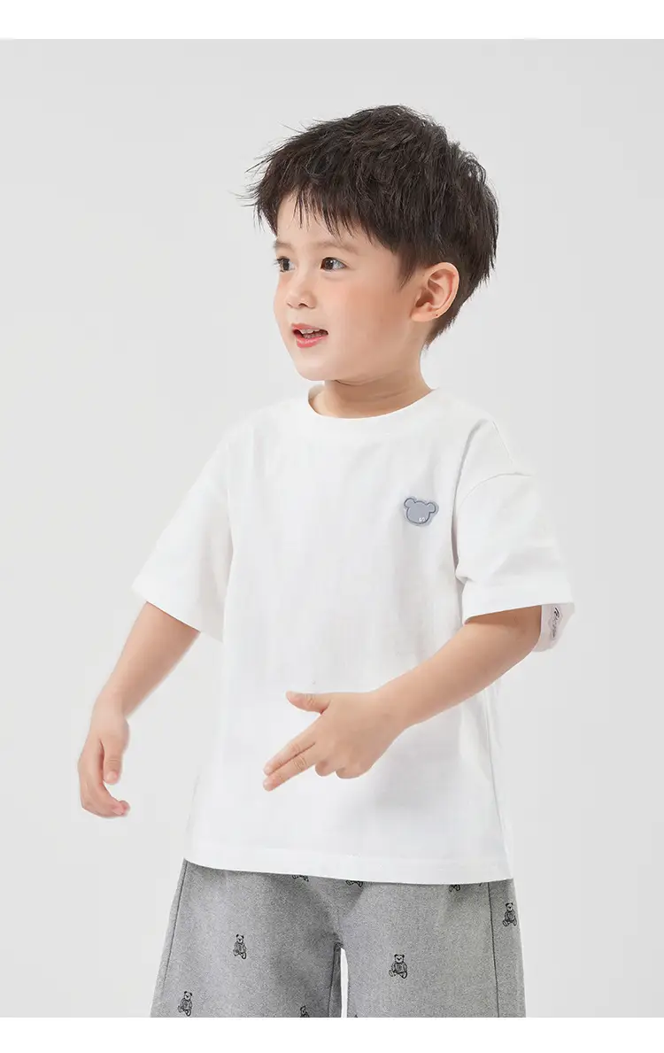Boys T-Shirt White 2026 Summer 100% Cotton — feature 19