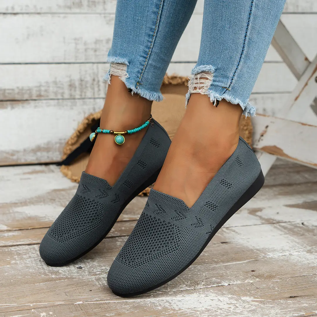 Large Size Women's Fashion Casual Summer New Style Comfortable Breathable Shallow Mouth Flat Casual Slip-On Shoes - Image 5