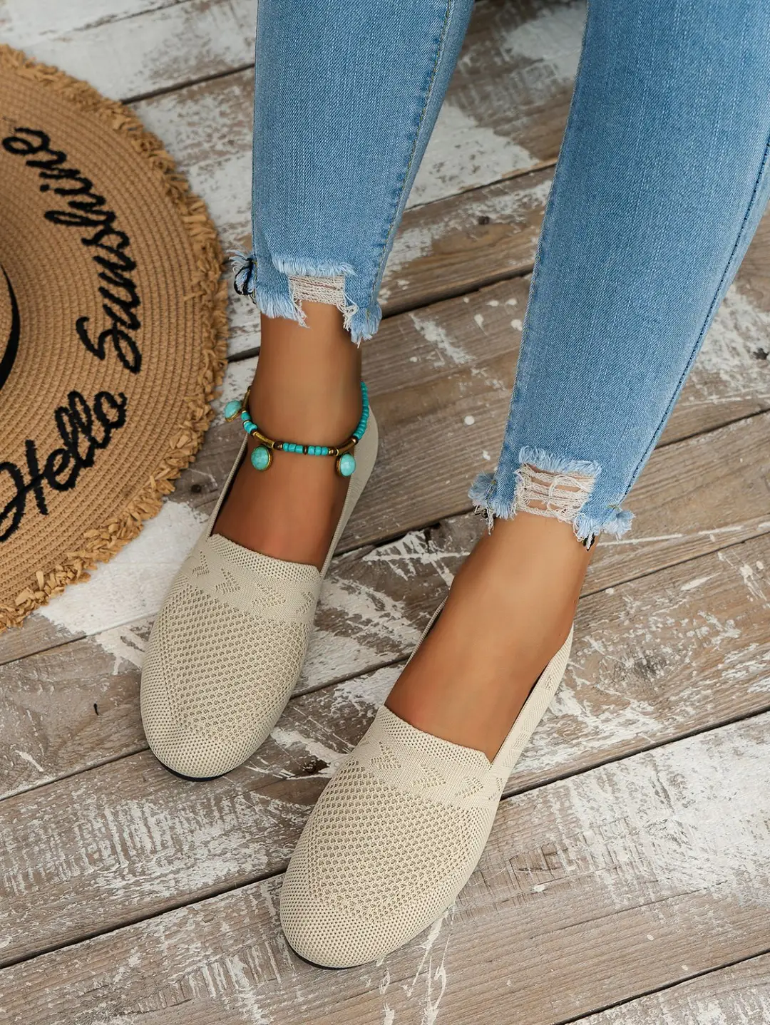Large Size Women's Fashion Casual Summer New Style Comfortable Breathable Shallow Mouth Flat Casual Slip-On Shoes — feature 2