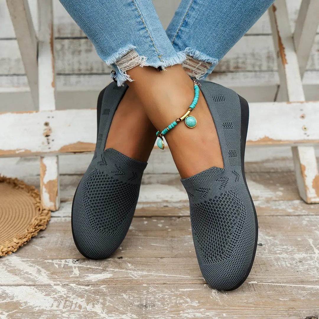 Large Size Women's Fashion Casual Summer New Style Comfortable Breathable Shallow Mouth Flat Casual Slip-On Shoes