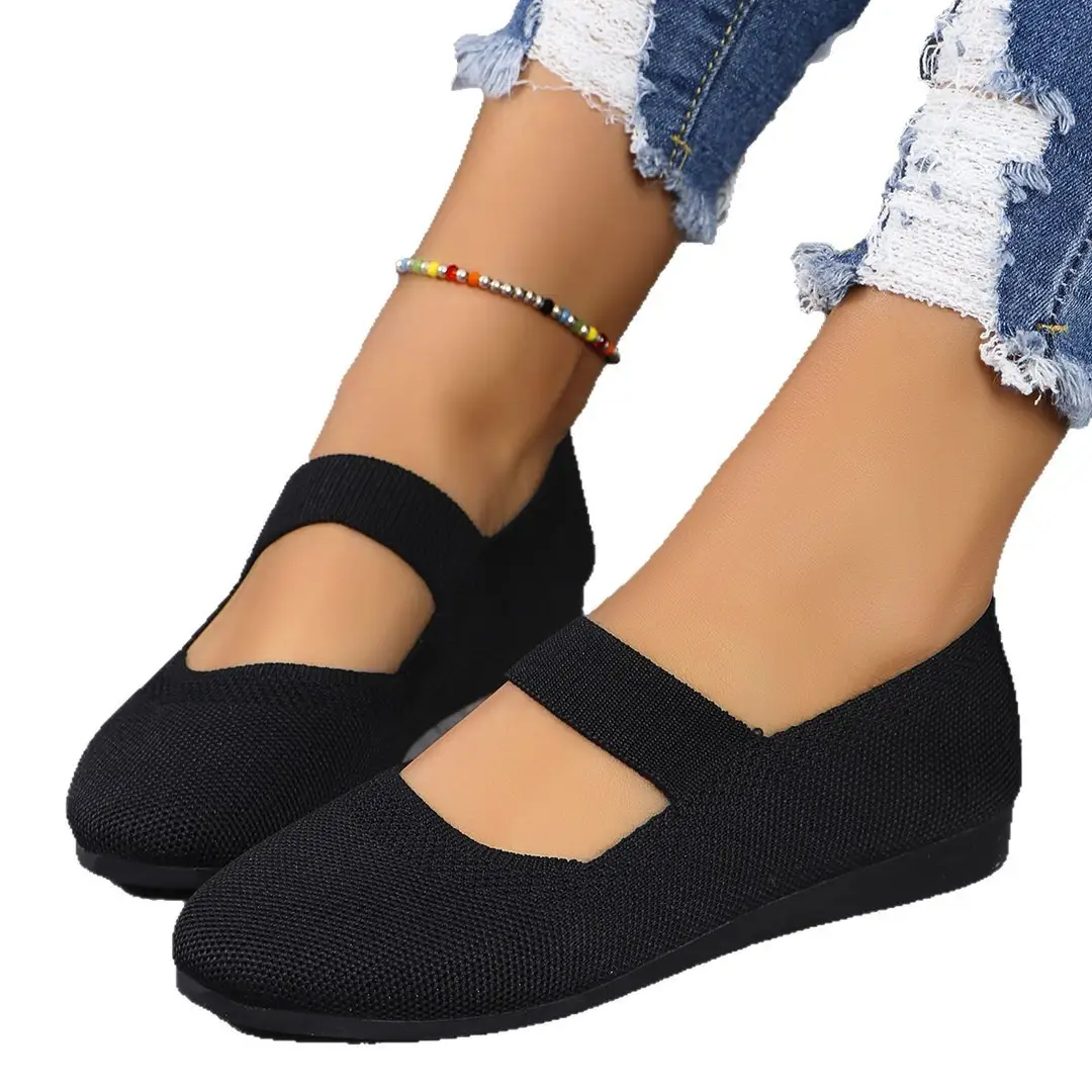 Mom's Shoes, New Summer Style, Large Size 36-43, Round-Toe, Knitted, Breathable, Comfortable, Casual Slip-On Shoes - Image 7