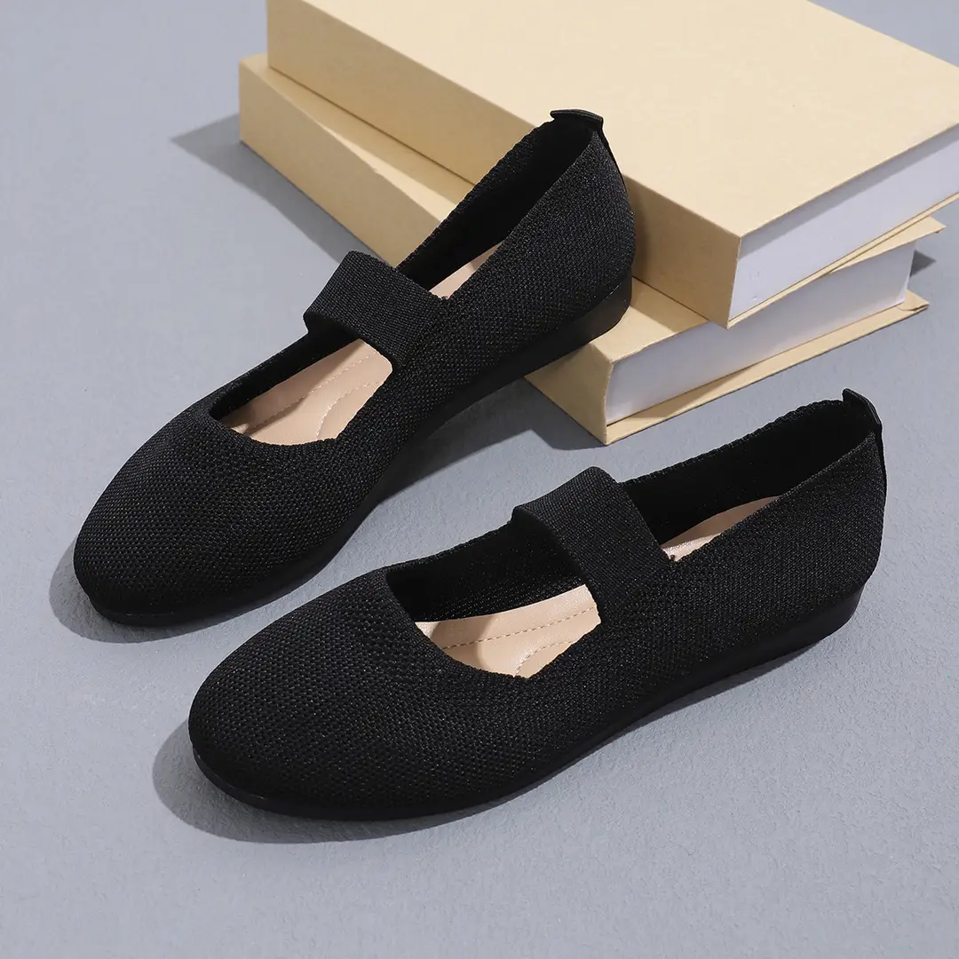 Mom's Shoes, New Summer Style, Large Size 36-43, Round-Toe, Knitted, Breathable, Comfortable, Casual Slip-On Shoes — feature 2