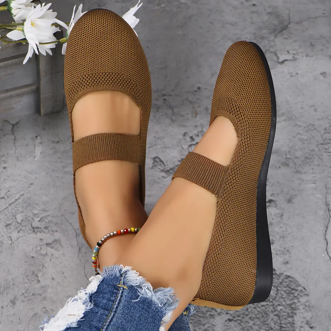 Mom's Shoes, New Summer Style, Large Size 36-43, Round-Toe, Knitted, Breathable, Comfortable, Casual Slip-On Shoes — feature 3
