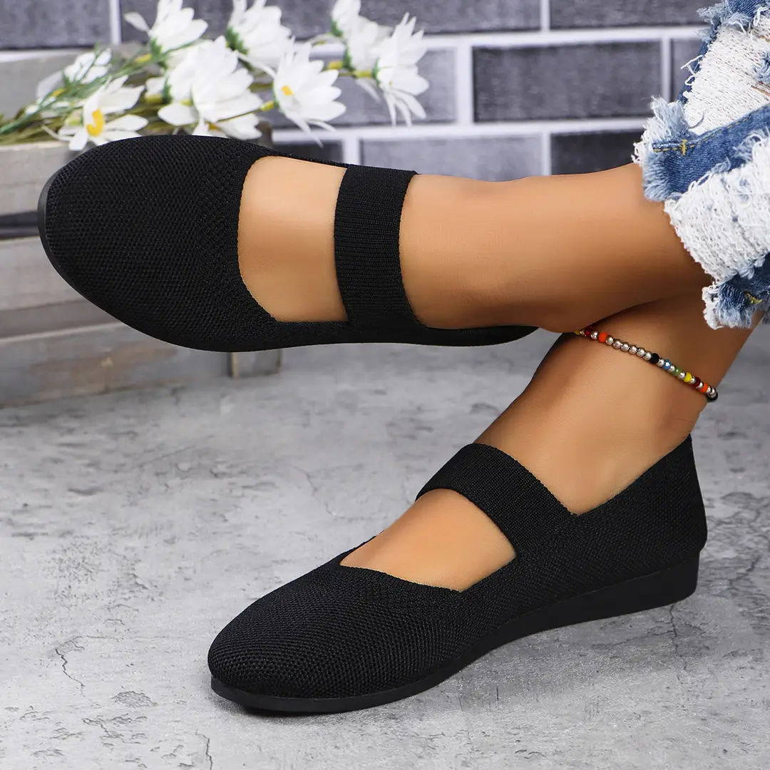 Mom's Shoes, New Summer Style, Large Size 36-43, Round-Toe, Knitted, Breathable, Comfortable, Casual Slip-On Shoes — feature 4