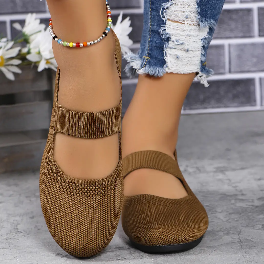 Mom's Shoes, New Summer Style, Large Size 36-43, Round-Toe, Knitted, Breathable, Comfortable, Casual Slip-On Shoes — feature 5