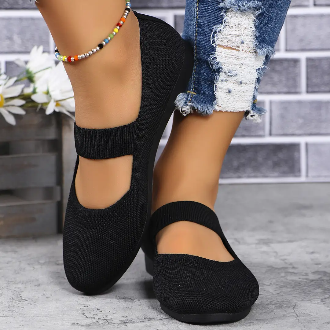 Mom's Shoes, New Summer Style, Large Size 36-43, Round-Toe, Knitted, Breathable, Comfortable, Casual Slip-On Shoes — feature 6