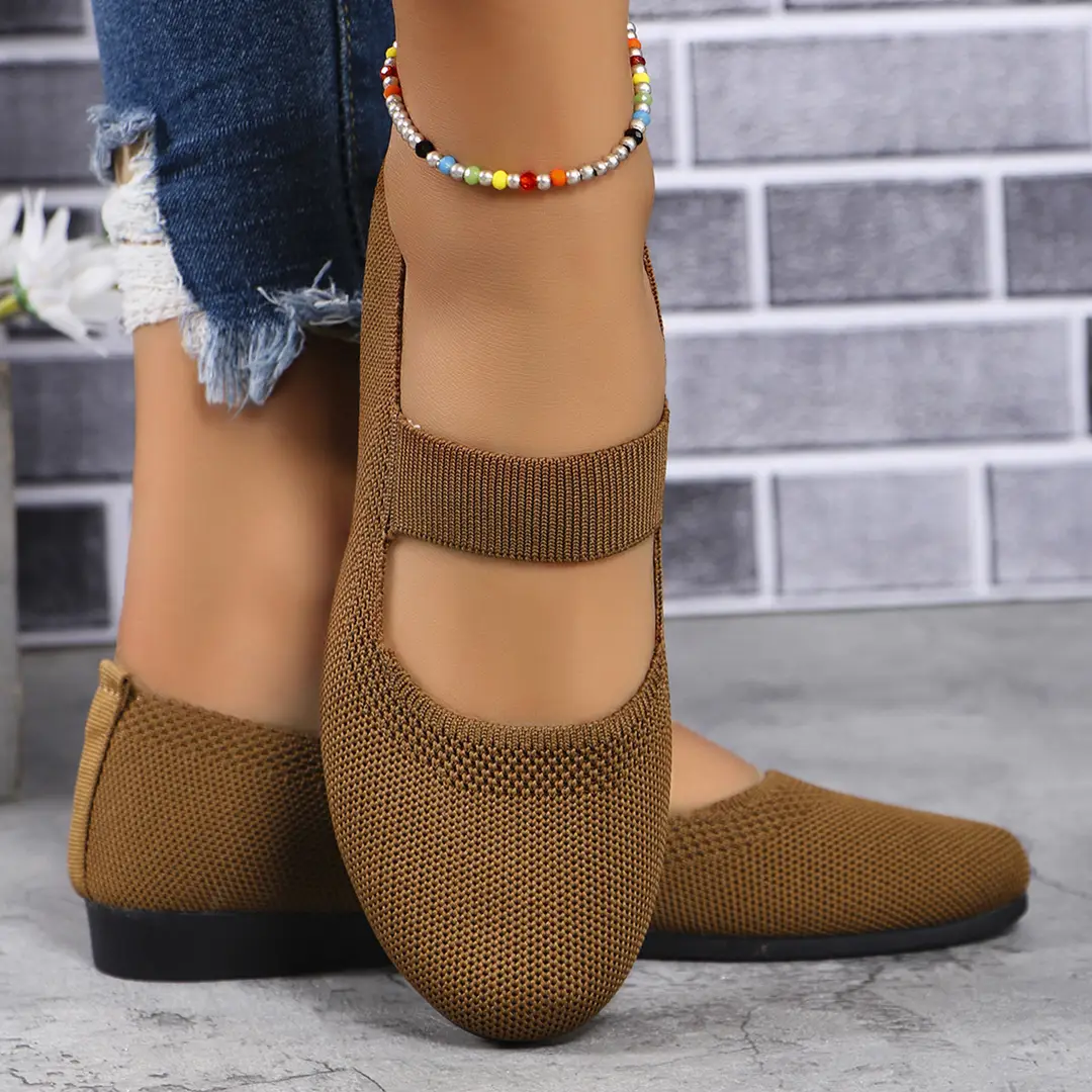 Mom's Shoes, New Summer Style, Large Size 36-43, Round-Toe, Knitted, Breathable, Comfortable, Casual Slip-On Shoes — feature 7
