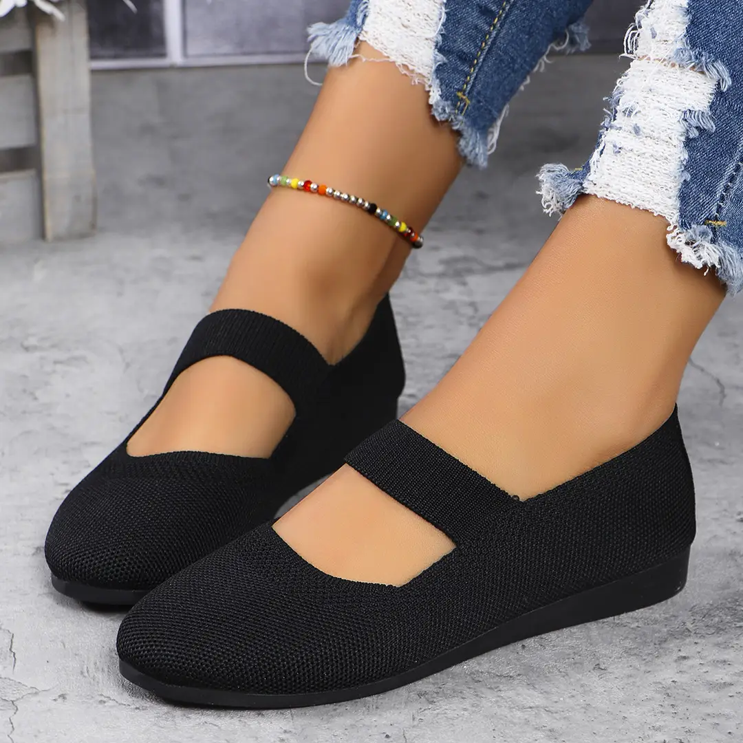 Mom's Shoes, New Summer Style, Large Size 36-43, Round-Toe, Knitted, Breathable, Comfortable, Casual Slip-On Shoes — feature 8