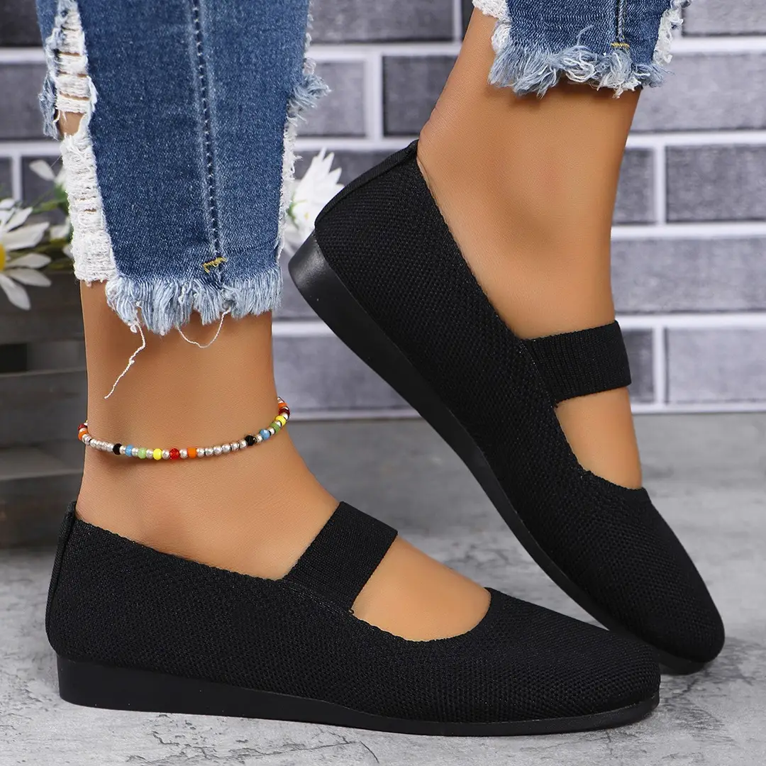 Mom's Shoes, New Summer Style, Large Size 36-43, Round-Toe, Knitted, Breathable, Comfortable, Casual Slip-On Shoes - Image 2