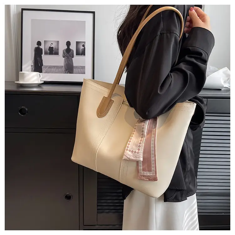 Women's Cream Crossbody Tote Bag with Bow Decor — feature 20
