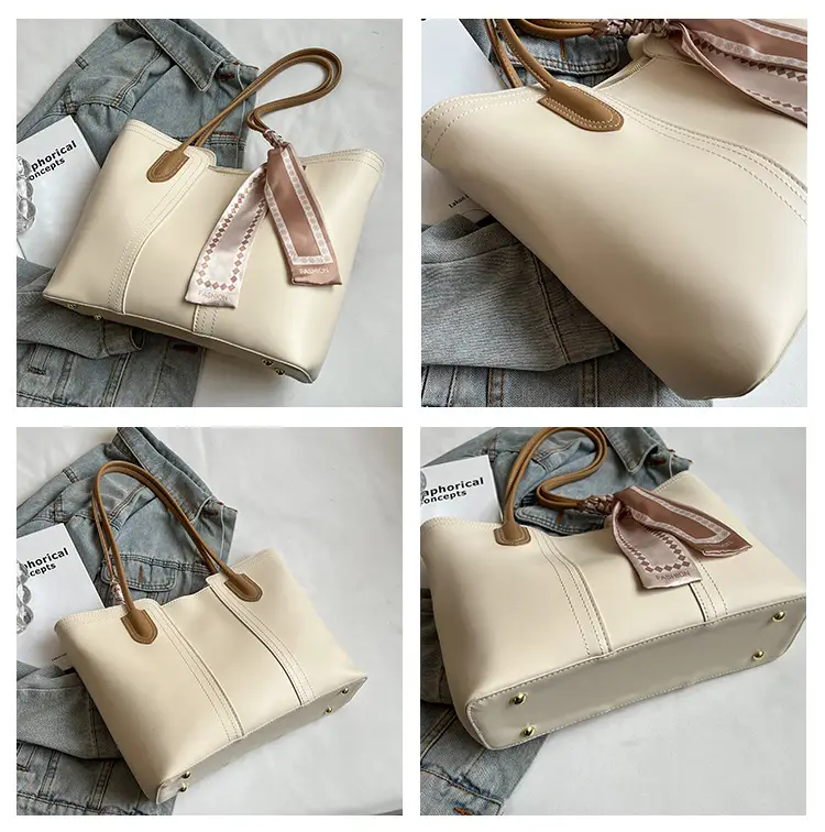 Women's Cream Crossbody Tote Bag with Bow Decor — feature 9