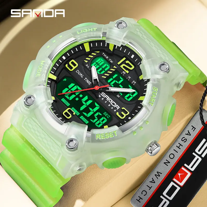 Sanda Dual Display Outdoor Sports Watch Blue White - Image 21