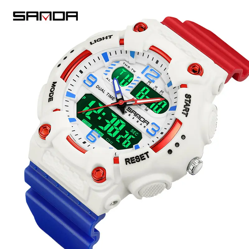 Sanda Dual Display Outdoor Sports Watch Blue White - Image 23