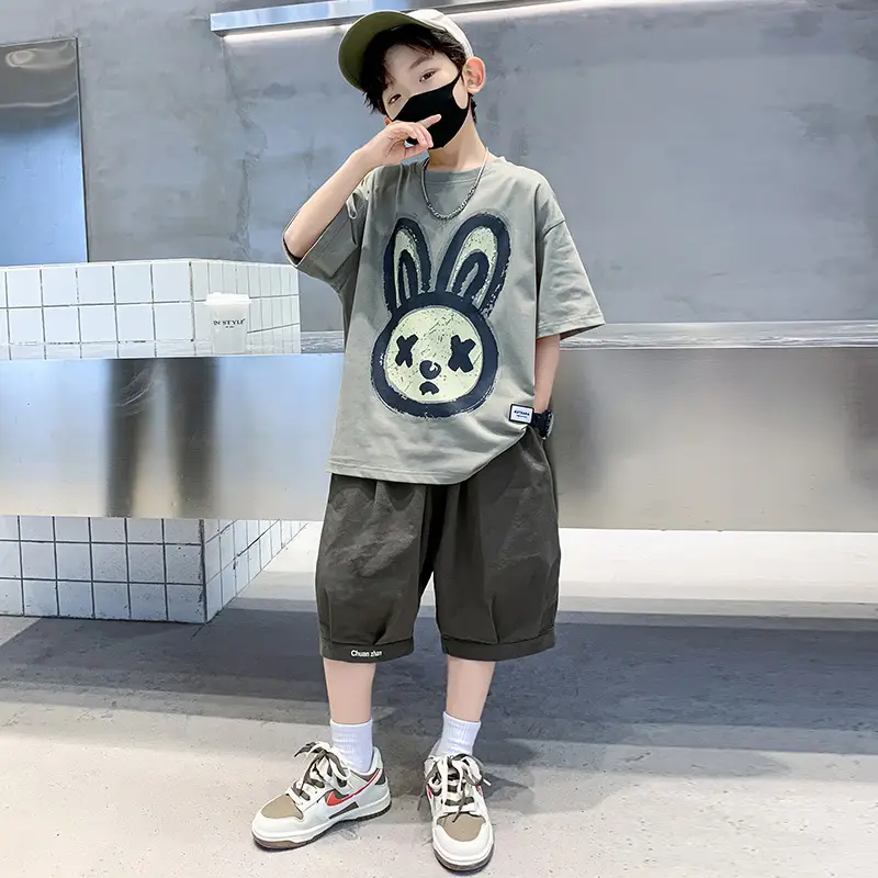 Boys Bunny Print Shorts T-Shirt Set Summer 2026 - Image 3