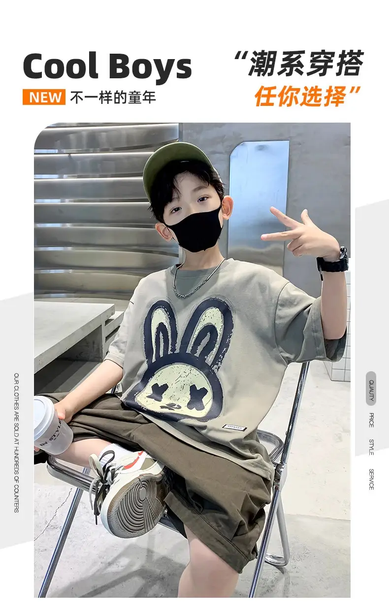 Boys Bunny Print Shorts T-Shirt Set Summer 2026 — feature 1