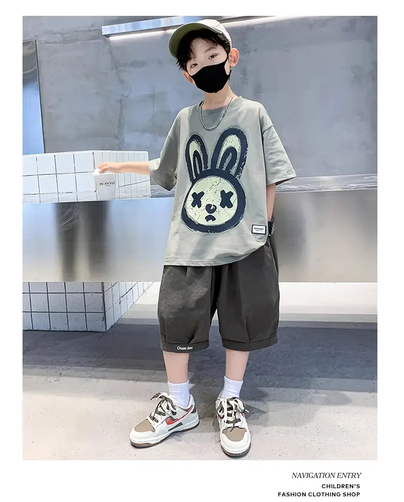 Boys Bunny Print Shorts T-Shirt Set Summer 2026 — feature 12
