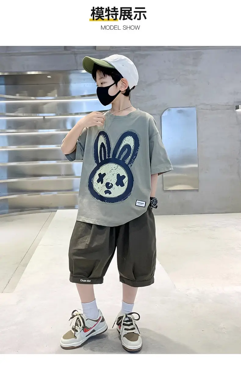 Boys Bunny Print Shorts T-Shirt Set Summer 2026 — feature 6