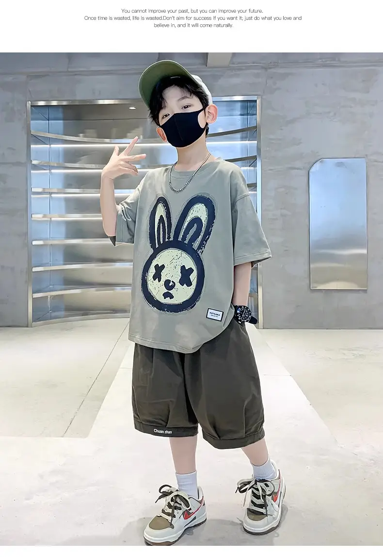 Boys Bunny Print Shorts T-Shirt Set Summer 2026 — feature 7
