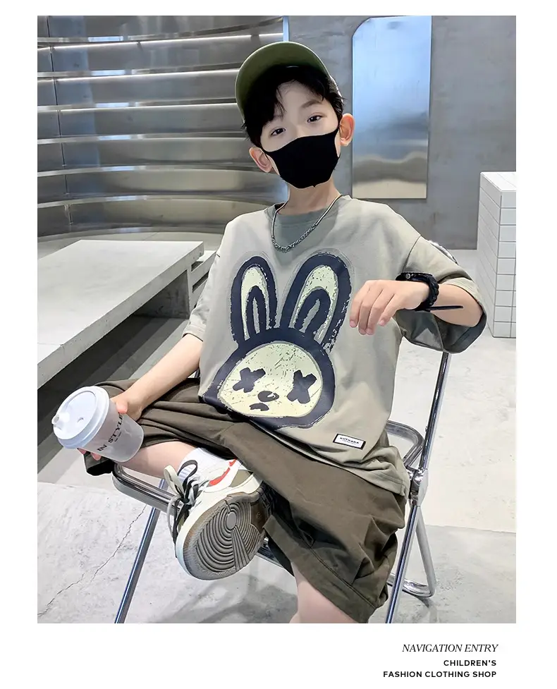 Boys Bunny Print Shorts T-Shirt Set Summer 2026 — feature 8