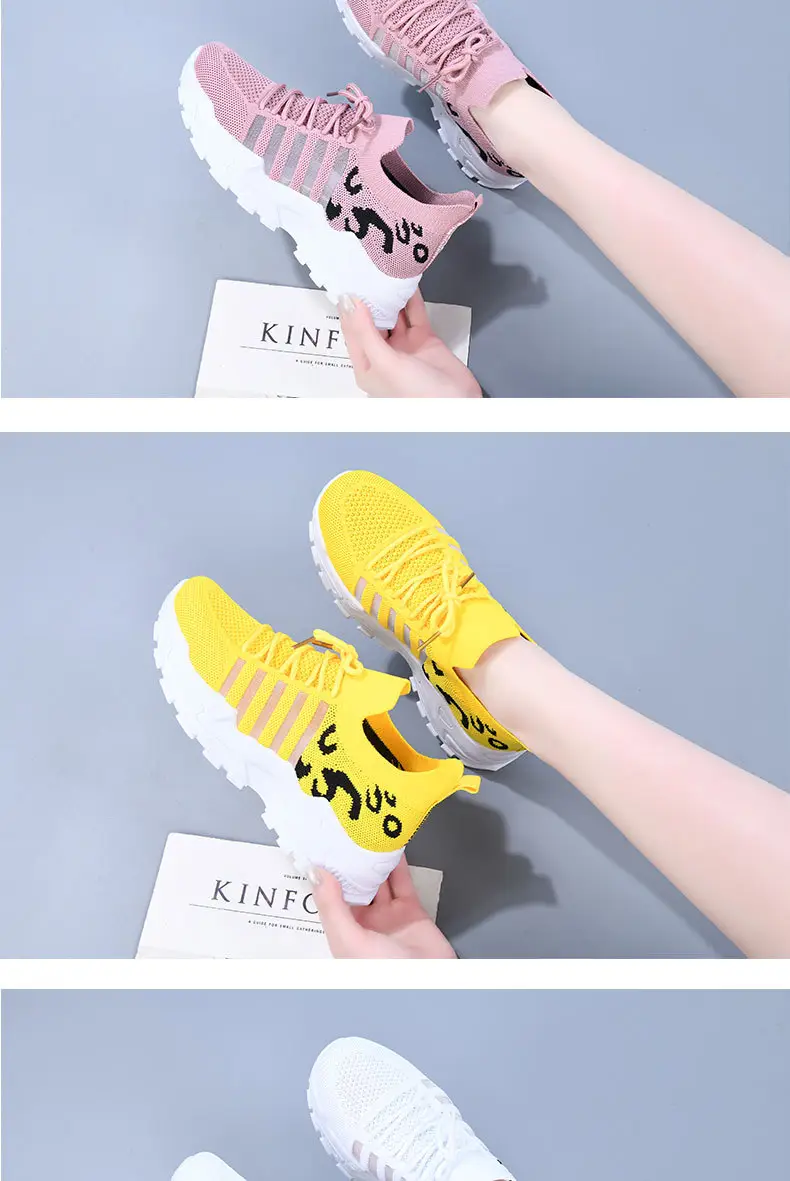 Women's Black Mesh Korean Style Sneakers with Thick White Sole — feature 10