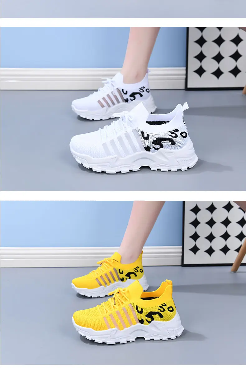 Women's Black Mesh Korean Style Sneakers with Thick White Sole — feature 15