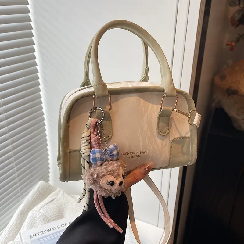 Spring & Summer Shoulder Bag with Plush Pom Pom - Image 12
