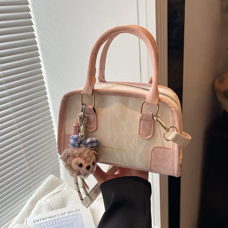 Spring & Summer Shoulder Bag with Plush Pom Pom - Image 13