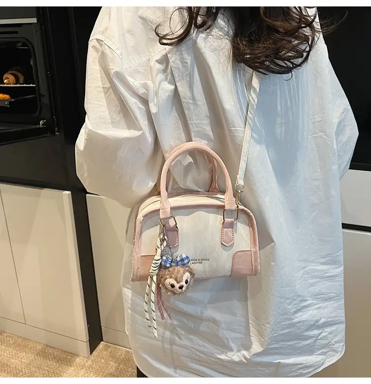 Spring & Summer Shoulder Bag with Plush Pom Pom — feature 10