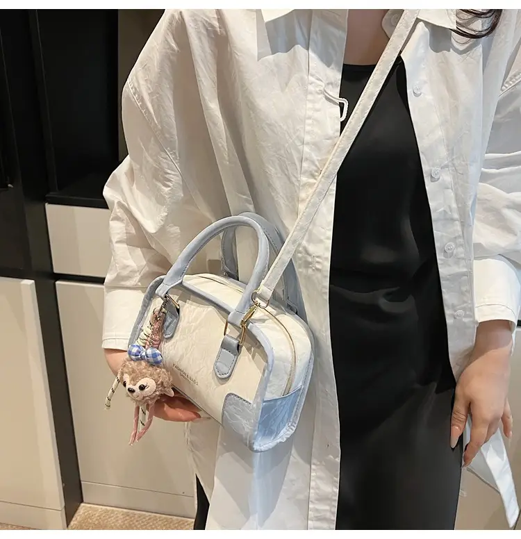 Spring & Summer Shoulder Bag with Plush Pom Pom — feature 11