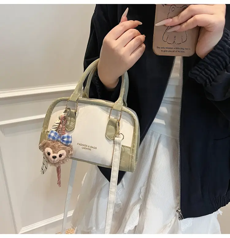Spring & Summer Shoulder Bag with Plush Pom Pom — feature 14