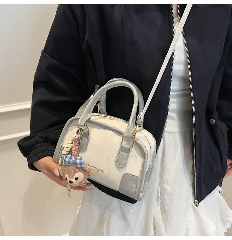 Spring & Summer Shoulder Bag with Plush Pom Pom — feature 18