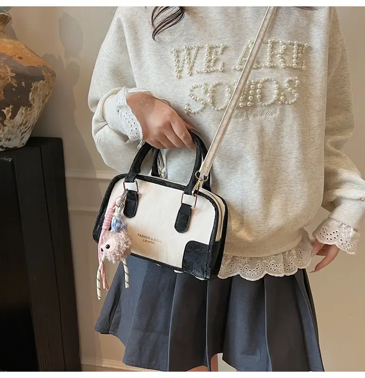Spring & Summer Shoulder Bag with Plush Pom Pom — feature 20