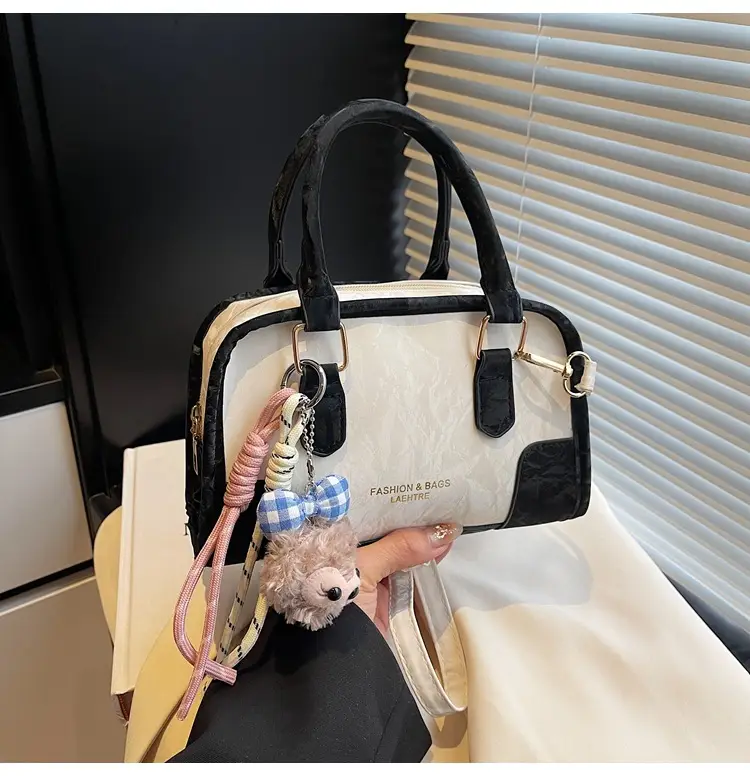 Spring & Summer Shoulder Bag with Plush Pom Pom — feature 25