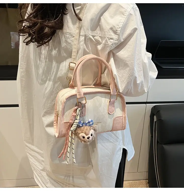 Spring & Summer Shoulder Bag with Plush Pom Pom — feature 8
