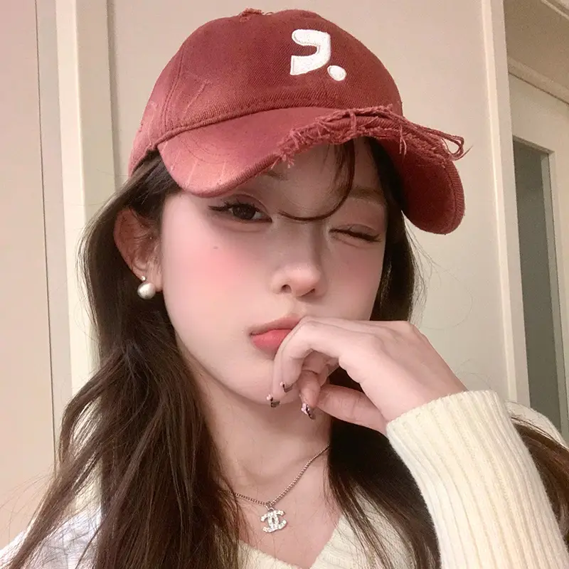 Women Blue Embroidered Baseball Cap with Big Bristle 2025 - Image 9