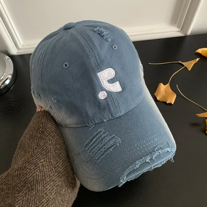 Women Blue Embroidered Baseball Cap with Big Bristle 2025 - Image 4