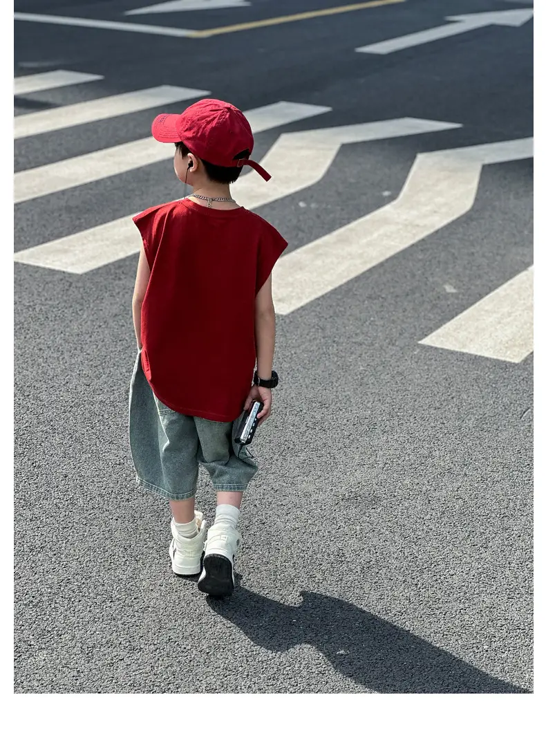 Panda Yuanyuan Red Cotton Summer Vest Large Boys — feature 28