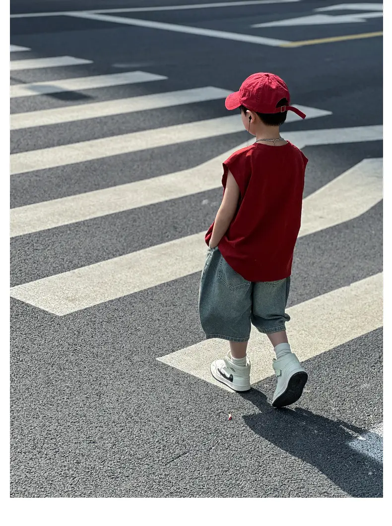Panda Yuanyuan Red Cotton Summer Vest Large Boys — feature 30