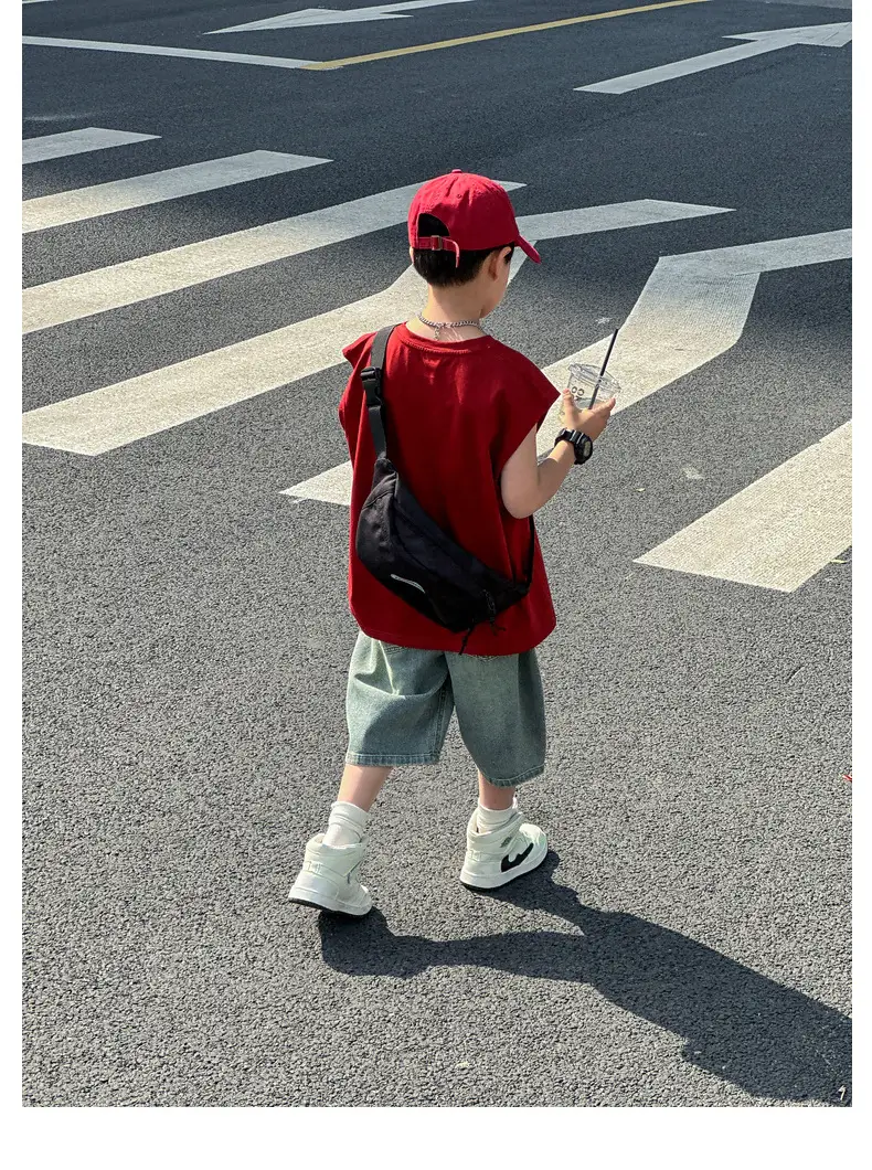 Panda Yuanyuan Red Cotton Summer Vest Large Boys — feature 38